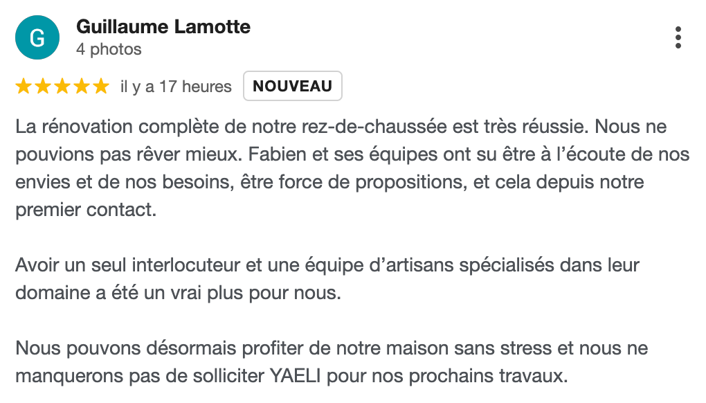Avis rénovation complète d'un rez-de-chaussée d'une maison familiale Le Havre YAELI